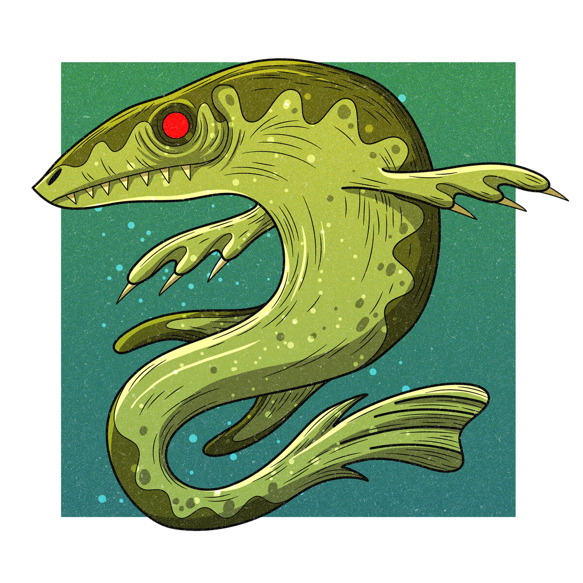 The Bear Lake Monster, drawn as an aquatic reptile and hoax said to live in Utah.