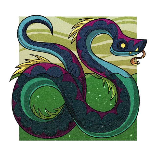 The Chessie, drawn as a sea serpent said to live in Maryland.