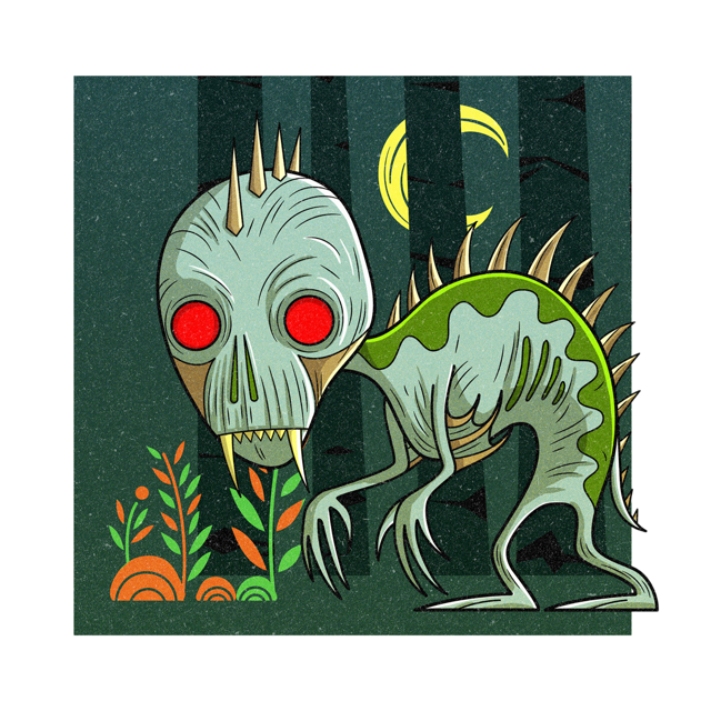 The Chupacabra, drawn as a terrestrial predator and mutant canid said to live in Texas.
