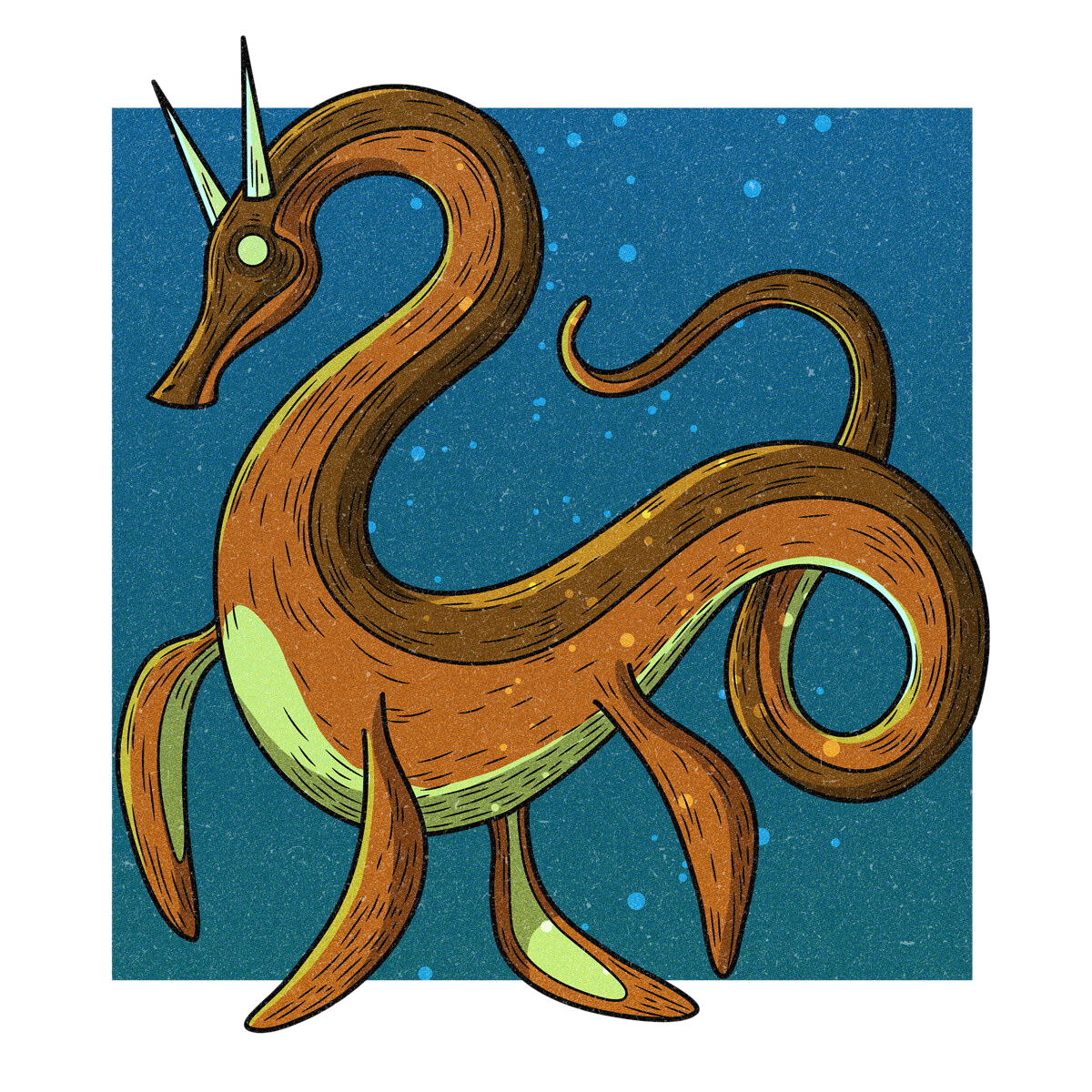 The Colossal Claude, drawn as a sea serpent said to live in Oregon.