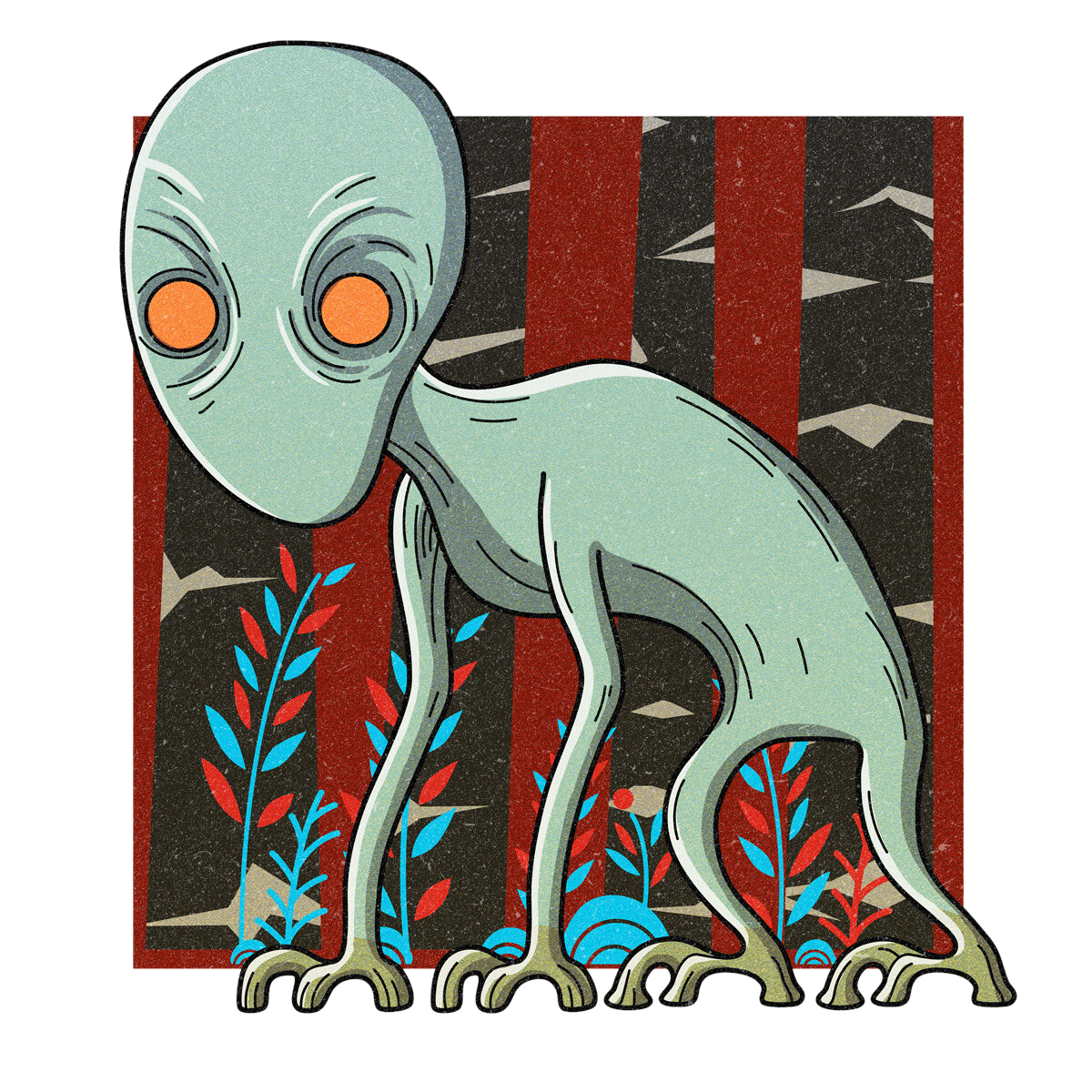 The Dover Demon, drawn as an alien and mutant said to live in Massachusetts.