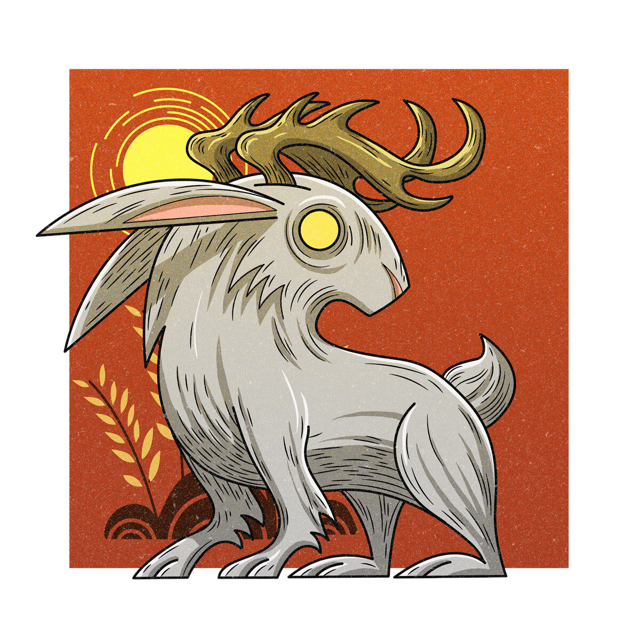 The Jackalope, drawn as a terrestrial mammal and lagomorph said to live in Wyoming.