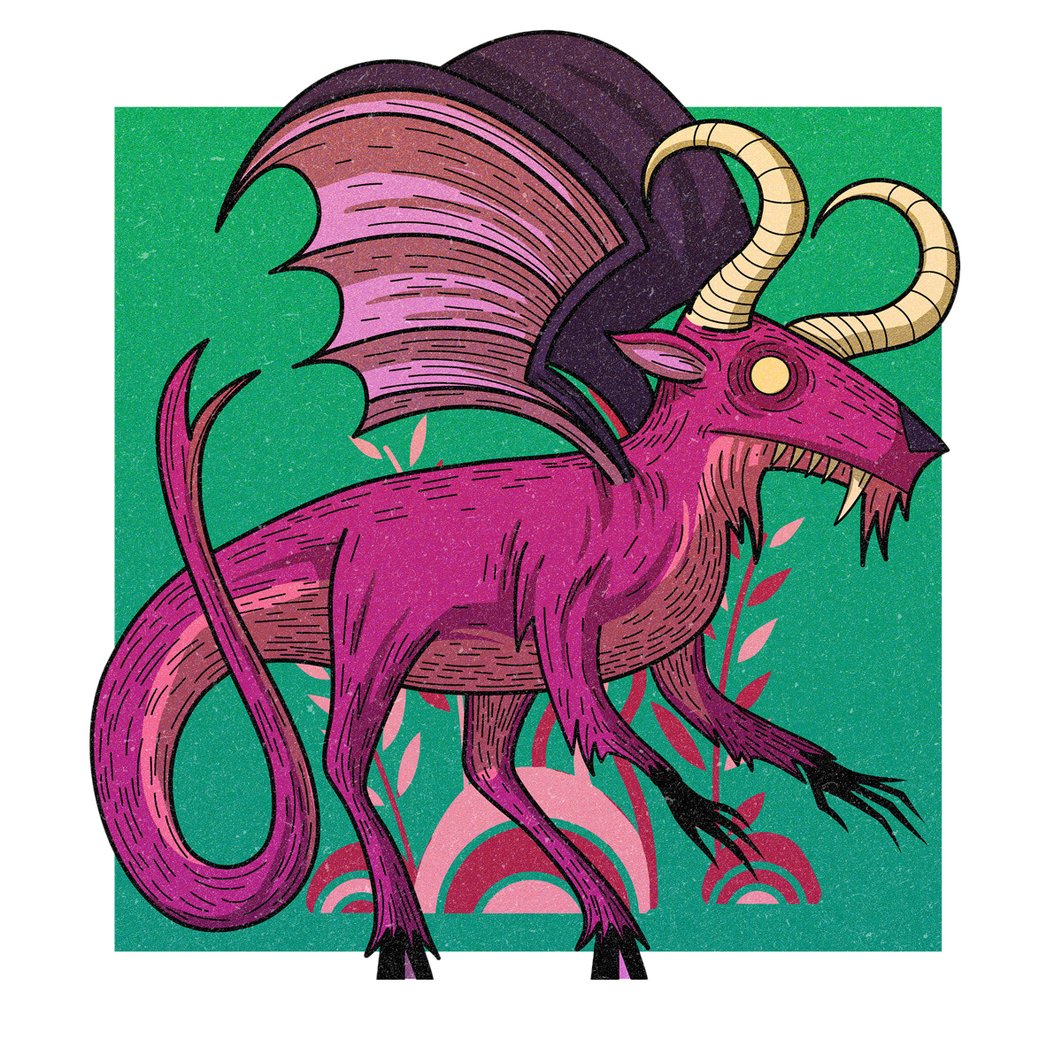 The Jersey Devil, drawn as a demonic mutant said to live in New Jersey.