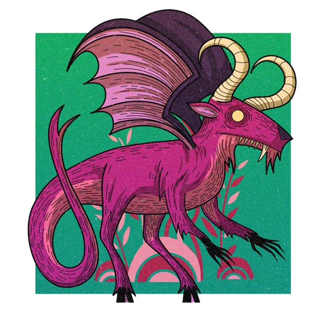 The Jersey Devil, drawn as a demonic mutant said to live in New Jersey.