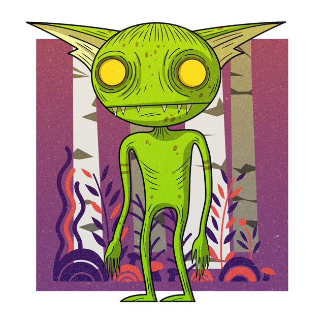 The Little Green Men, drawn as an extraterrestrial said to live in Kentucky.