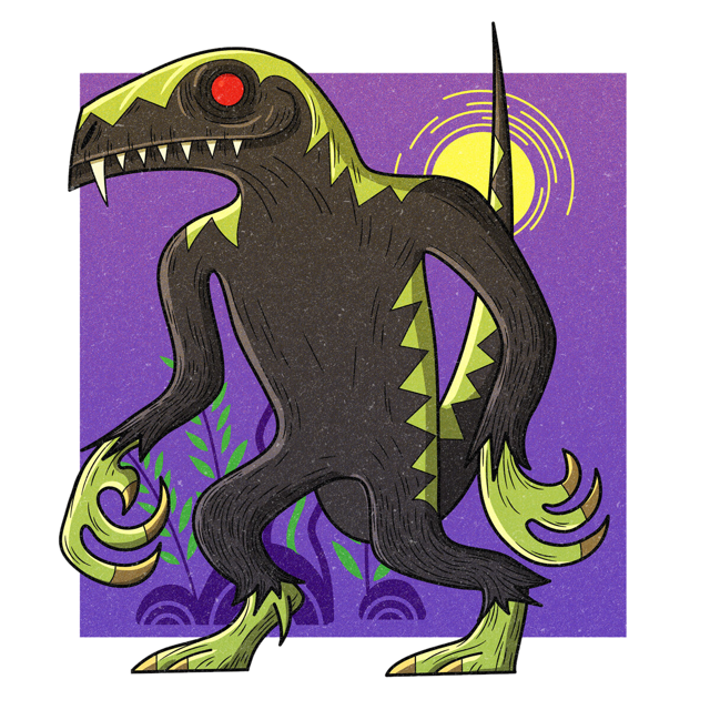 The Lizard Man, drawn as a reptilian humanoid said to live in South Carolina.