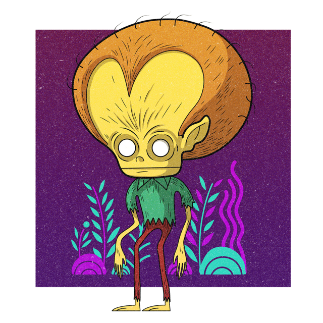 The Melon Heads, drawn as a mutant humanoid said to live in Connecticut.