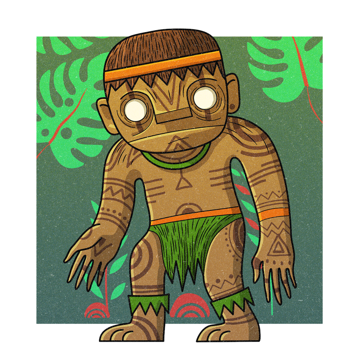 The Menehune, drawn as a humanoid said to live in Hawaii.