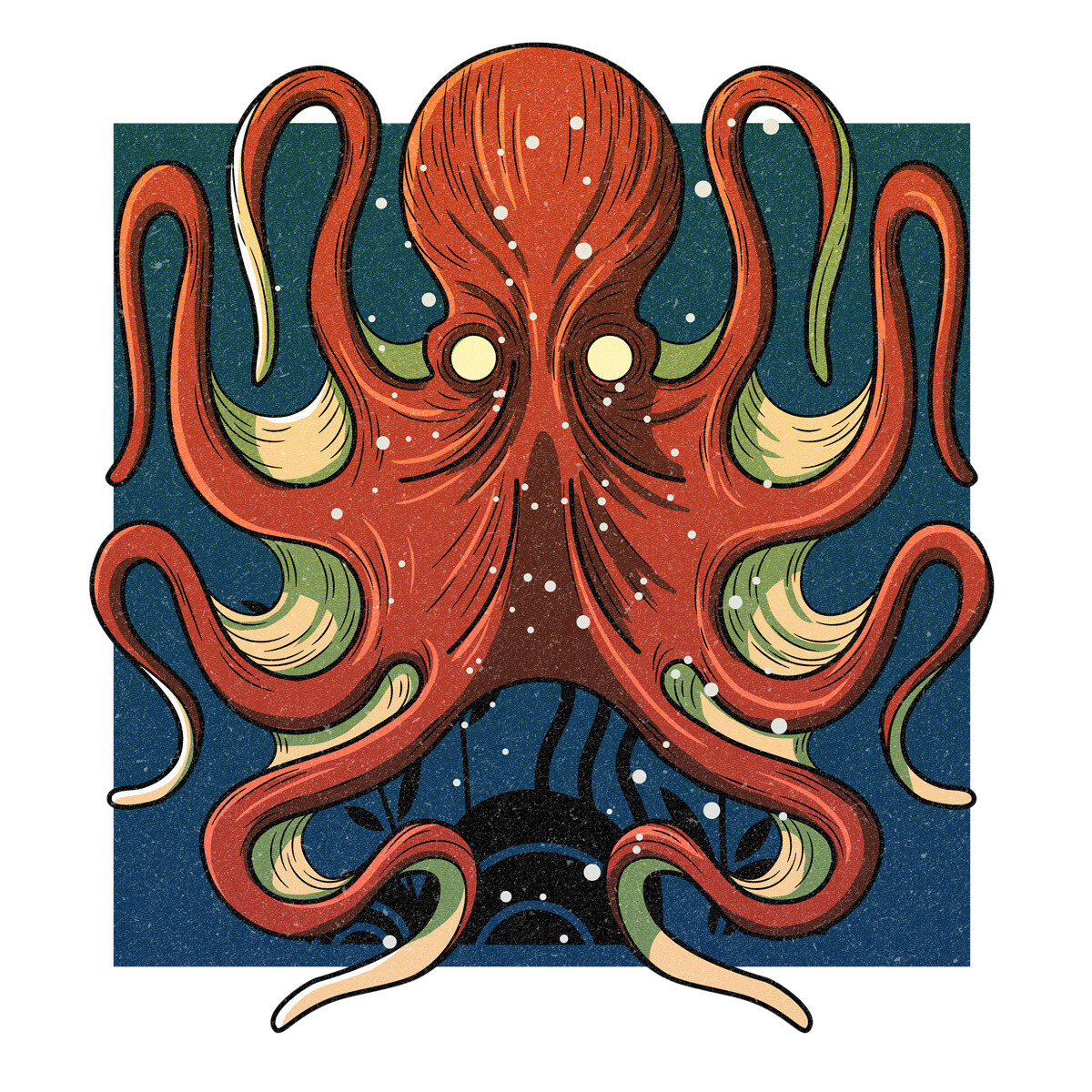 The Okie Octopus, drawn as a cephalopod and hoax said to live in Oklahoma.