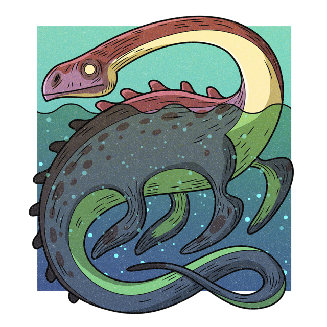 The Sharlie, drawn as a lake monster and aquatic reptile said to live in Idaho.