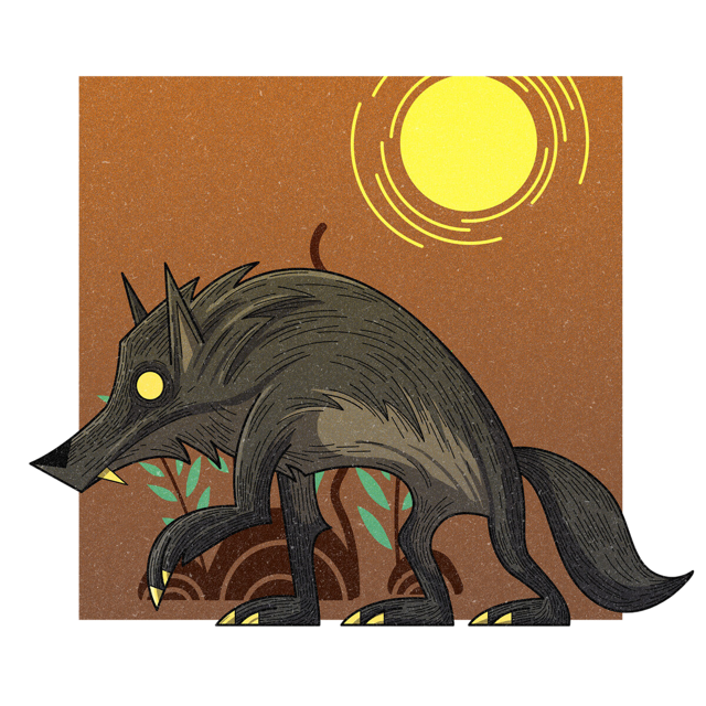 The Shunka Warak'in, drawn as a canine predator said to live in Montana.