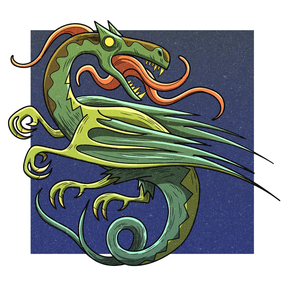 The Snallygaster, drawn as a demonic bird said to live in Virginia.