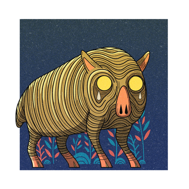 The Squonk, drawn as a fearsome critter said to live in Pennsylvania.