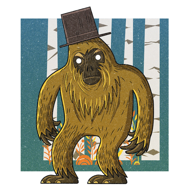 The Taku-He, drawn as a hominid said to live in South Dakota.