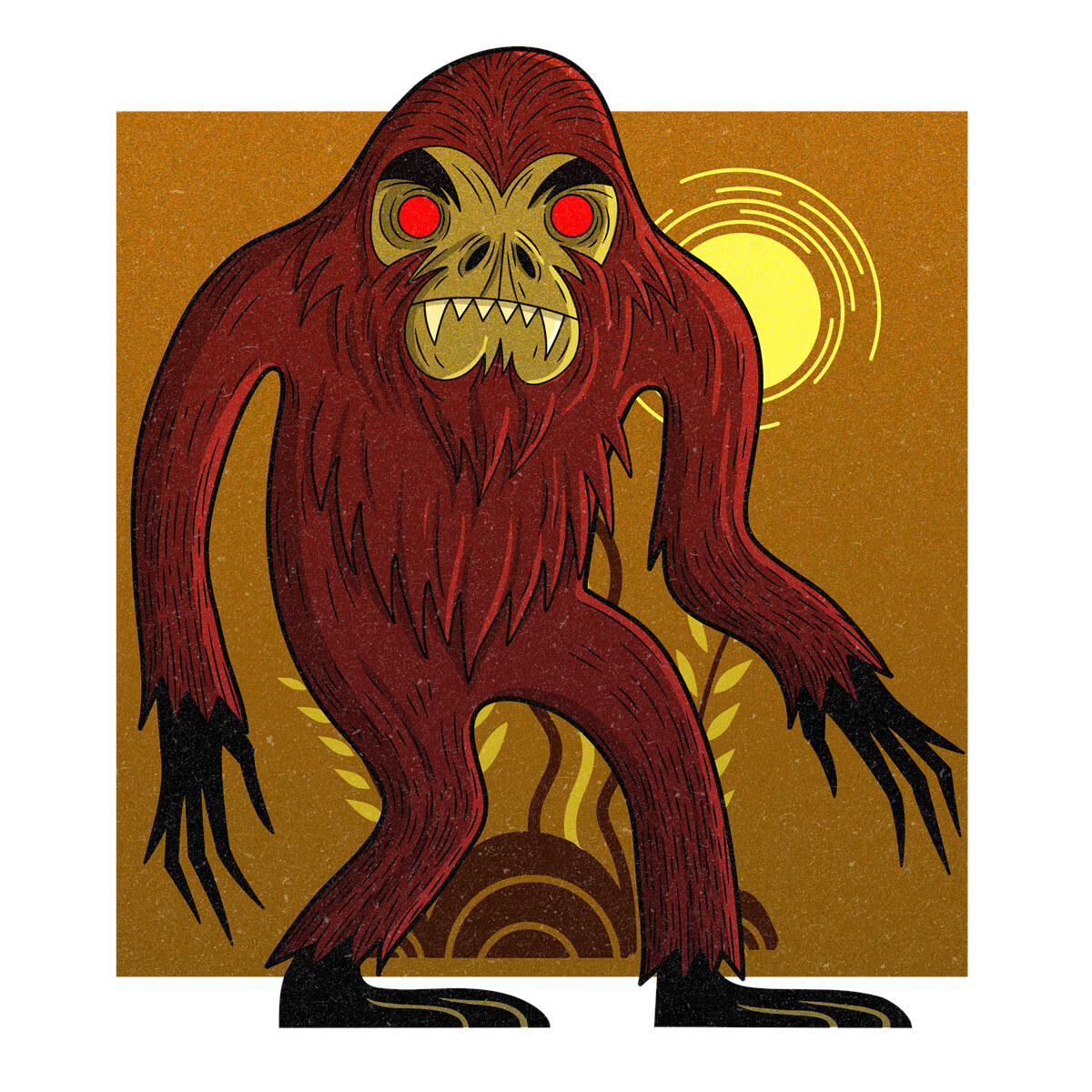 The Tennessee Wildman, drawn as a hominid said to live in Tennessee.