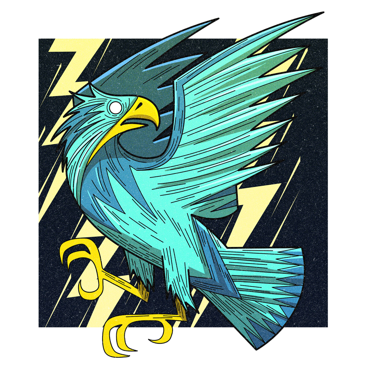 The Thunderbird, drawn as a magical avian said to live in North Dakota.