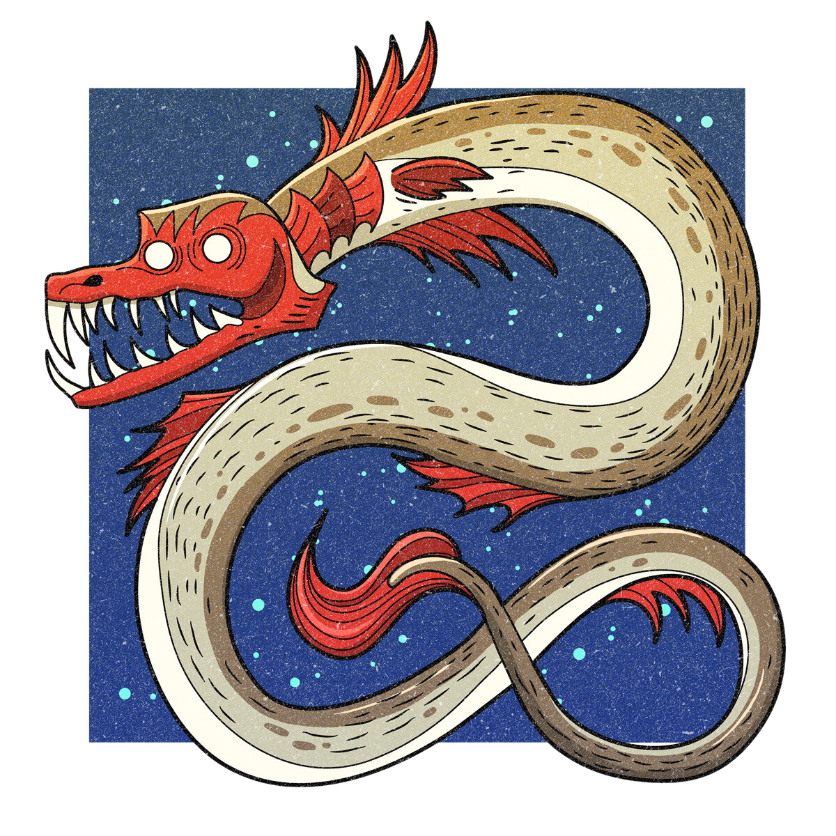 The Tizheruk, drawn as a sea serpent said to live in Alaska.