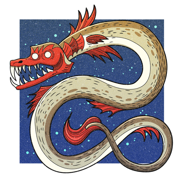 The Tizheruk, drawn as a sea serpent said to live in Alaska.